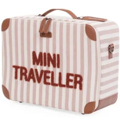 Childhome Valise Mini Traveller - Rayures Nude Terracotta