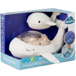 Cloud b Peluche Veilleuse Tranquil Whale Family White