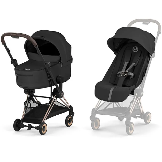 Cybex Pack Poussette Coyä Confort 2026 Rosegold + Nacelle Pliable- Sepia Black