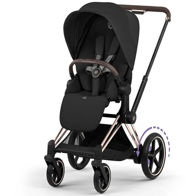 Cybex Pack Poussette e-Priam Confort Rosegold + Nacelle pliable - Sepia Black