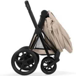 Cybex Pack Poussette e-Priam Confort Matt Black + Nacelle Pliable - Cozy Beige