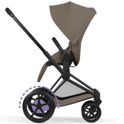 Cybex Pack Poussette e-Priam Confort Matt Black + Nacelle Pliable - Coconut Brown
