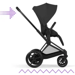 Cybex Pack Poussette e-Priam Confort Matt Black + Nacelle Pliable - Sepia Black