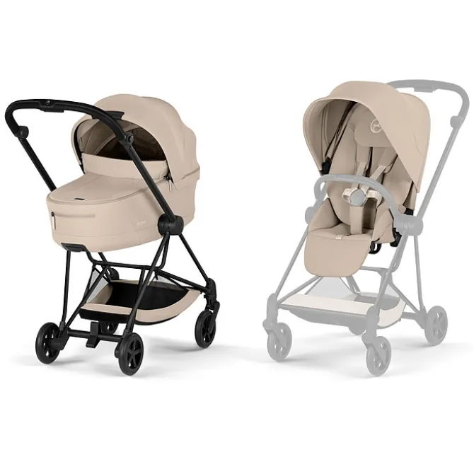 Cybex Pack Poussette Mios Confort 2026 Matt Black + Nacelle Pliable - Cozy Beige
