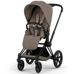 Cybex Pack Poussette Priam Confort Matt Black + Nacelle Pliable - Coconut Brown