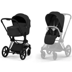 Cybex Pack Poussette Priam Confort Matt Black + Nacelle Pliable - Sepia Black