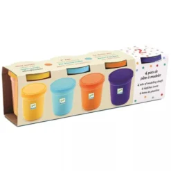 Djeco Lot de 4 Pots de Pâte à Modeler - Nature