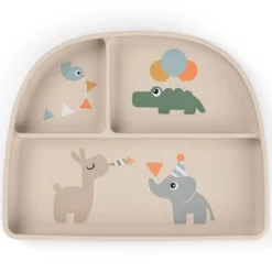 Done by Deer Assiette Stick & Stay Compartimentée - Celebration Sable
