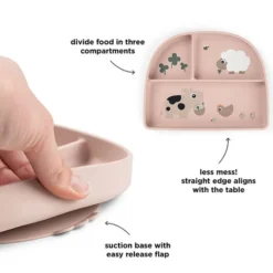 Done by Deer Assiette Stick & Stay Compartimentée - Tiny Farm Rose