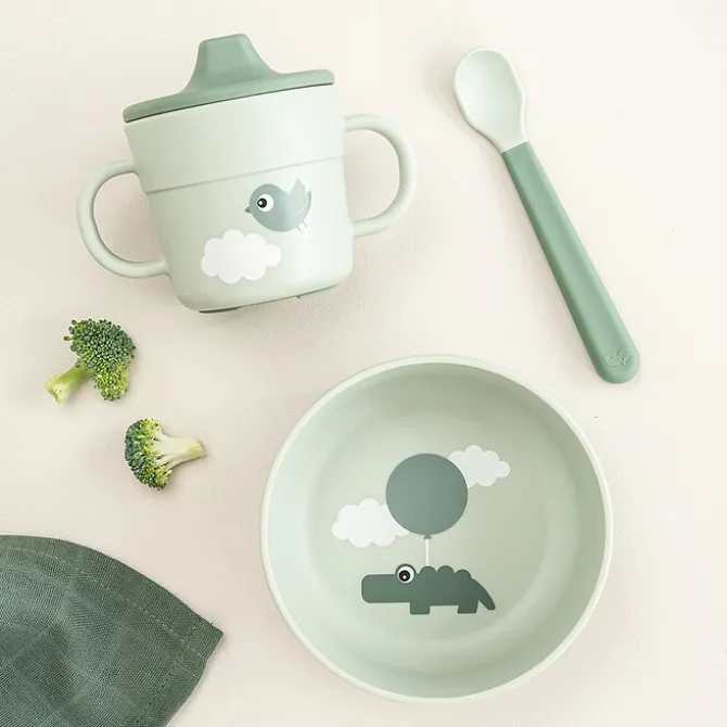 Done by Deer Coffret Premier Repas 3 Pièces Foodie - Happy Clouds Verts