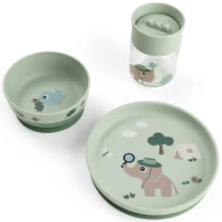Done by Deer Coffret Repas 3 Pièces avec Gobelet 360° Foodie - Tiny Trails Vert