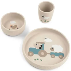 Done by Deer Coffret Repas 3 Pièces Stick & Stay - Tiny Farm Sable