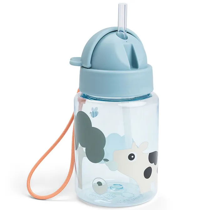 Done by Deer Gourde avec Paille Tiny Farm Bleu - 280 ml