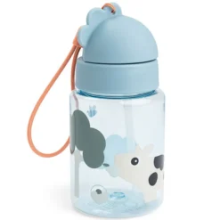 Done by Deer Gourde avec Paille Tiny Farm Bleu - 280 ml
