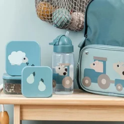 Done by Deer Gourde avec Paille Tiny Farm Bleu - 350 ml
