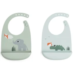 Done by Deer Lot de 2 Bavoirs Silicone - Playground Multicolore