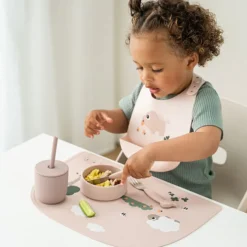 Done by Deer Lot de 2 Bavoirs Silicone - Tiny Farm Rose