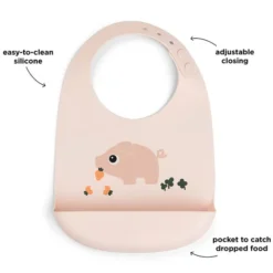 Done by Deer Lot de 2 Bavoirs Silicone - Tiny Farm Rose