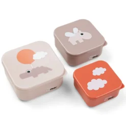 Done by Deer Lot de 3 Boîtes à Goûter Gigognes - Happy Clouds Rose