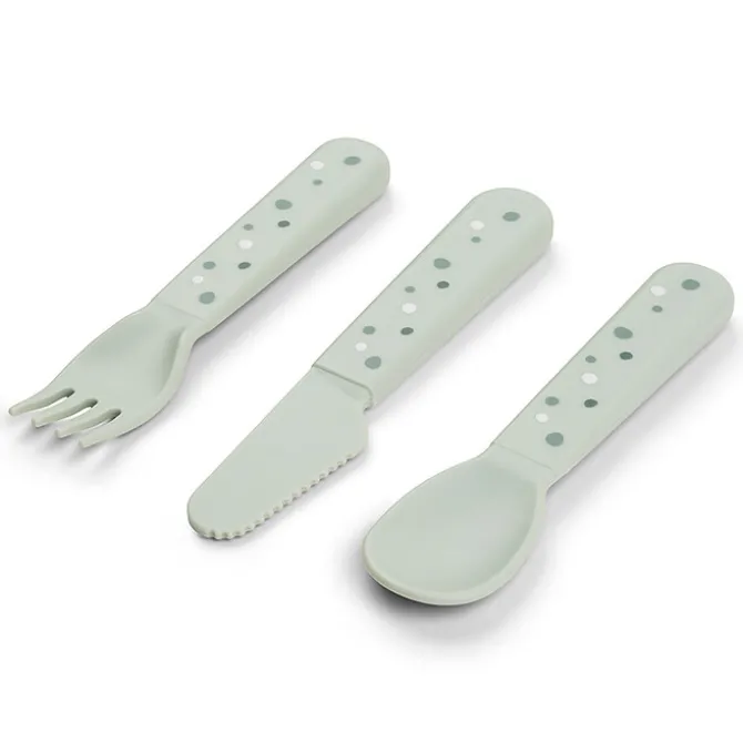 Done by Deer Lot de 3 Couverts Foodie - Happy Dots Vert