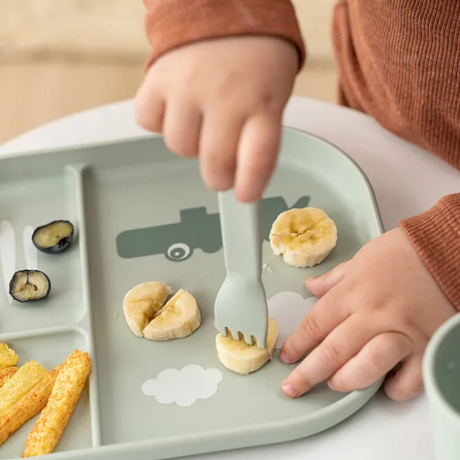 Done by Deer Lot de 3 Couverts Foodie - Happy Dots Vert