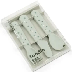 Done by Deer Lot de 3 Couverts Foodie - Happy Dots Vert