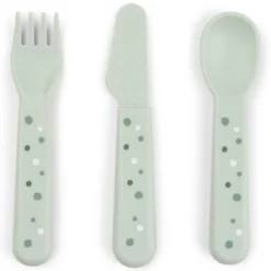 Done by Deer Lot de 3 Couverts Foodie - Happy Dots Vert