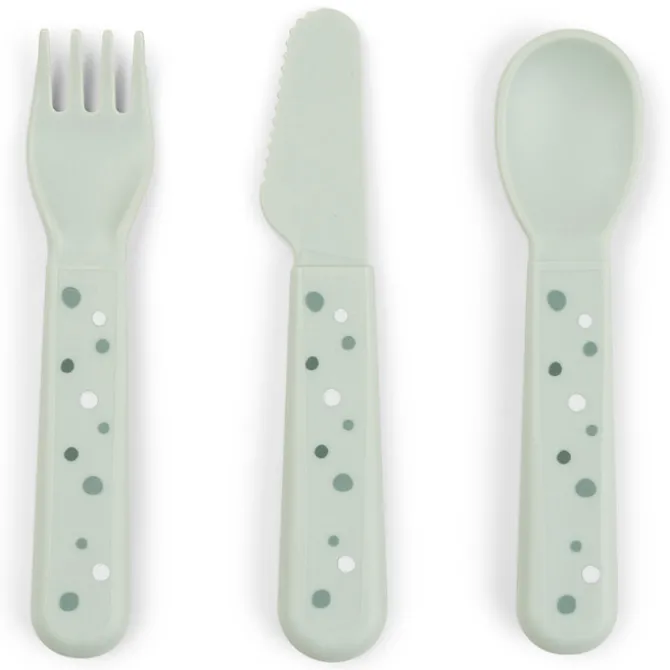 Done by Deer Lot de 3 Couverts Foodie - Happy Dots Vert