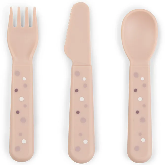 Done by Deer Lot de 3 Couverts Foodie - Happy Dots Rose