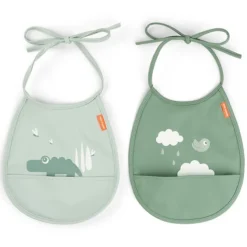 Done by Deer Lot de 2 Petits Bavoirs - Croco Vert