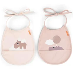 Done by Deer Lot de 2 Petits Bavoirs - Happy Clouds Rose
