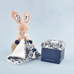 Doudou et Compagnie Peluche Lapin avec son Doudou Boh'aime - Marine