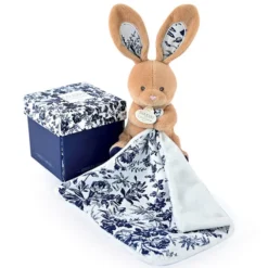 Doudou et Compagnie Peluche Lapin avec son Doudou Boh'aime - Marine