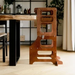 Duck Woodworks Tour de Cuisine Pliable en Bouleau Avec Kit Chaise Haute - Miel