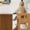 Duck Woodworks Tour de Cuisine Pliable en Bouleau Avec Kit Chaise Haute - Naturel