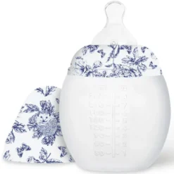 Elhée Biberon BibRond Toile de Jouy Bleu - 240 ml