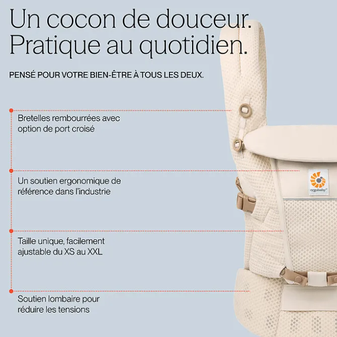 Ergobaby Porte-bébé Adapt SoftFlex Mesh - Noir Onyx