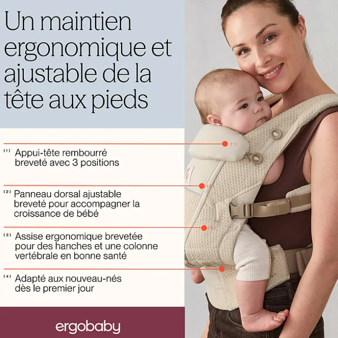 Ergobaby Porte-bébé Adapt SoftFlex Mesh - Gris Perle