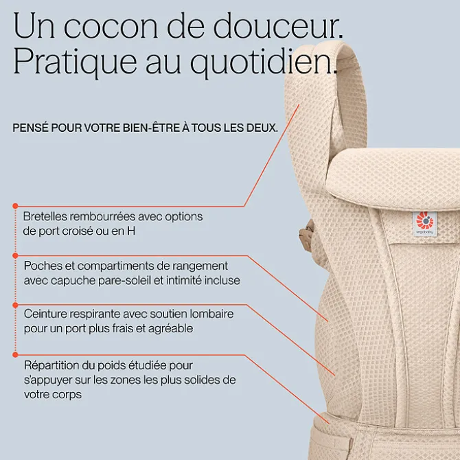Ergobaby Porte-bébe Omni Deluxe Mesh - Naturel