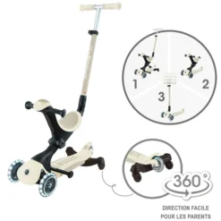 Globber Trottinette Evolutive Go Up Deluxe Light Eco 360 - Taupe
