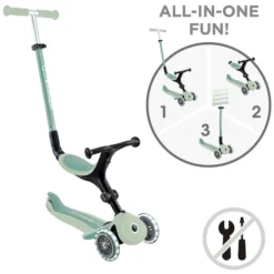Globber Trottinette Evolutive Go Up Active Lights Ecologic - Pistache