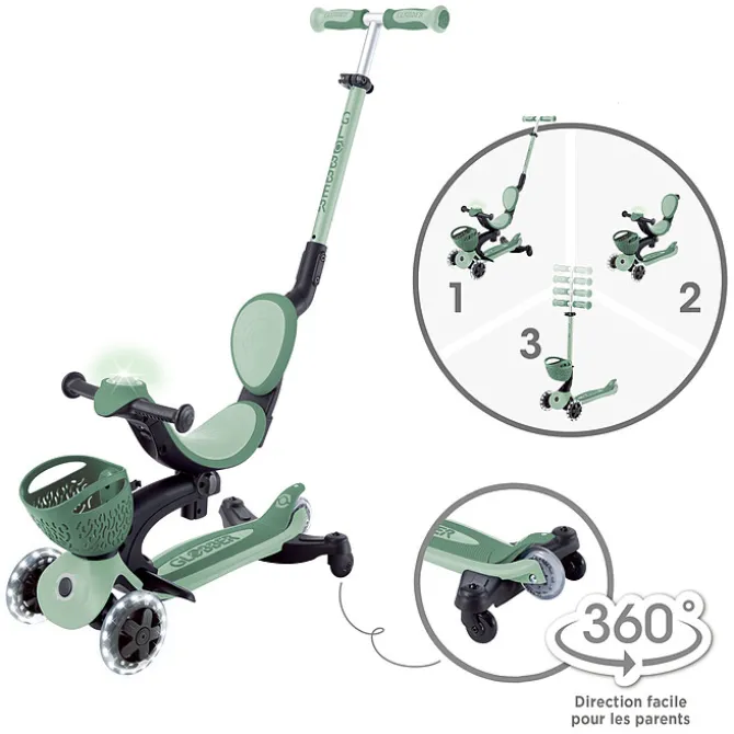 Globber Trottinette Evolutive Go Up Baby 360 Lights - Sauge