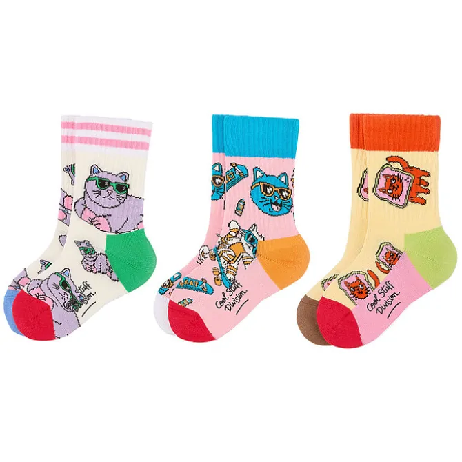 Hello Hossy Lot de 3 Paires de Chaussettes Cats - 22/24