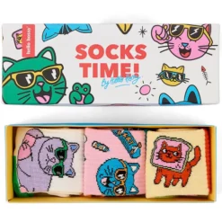 Hello Hossy Lot de 3 Paires de Chaussettes Cats - 22/24