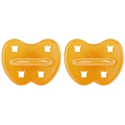 HEVEA Lot de 2 Tétines Rondes Couronnes Natural - 0/3 Mois
