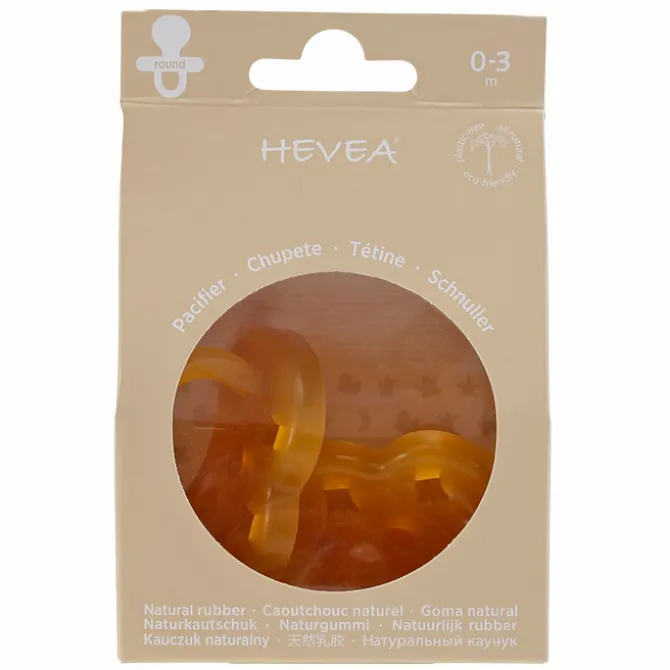 HEVEA Lot de 2 Tétines Rondes Couronnes Natural - 0/3 Mois