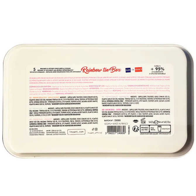 inuwet Coffret de 5 Baumes à Lèvres Delux Rainbow