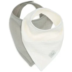 Jollein Lot de 2 Bavoirs Bandana Gaze de Coton - Olive Green & Oatmeal