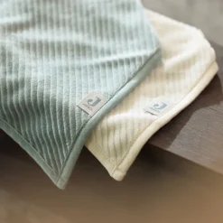 Jollein Lot de 2 Bavoirs Bandana Velvet Rib - Sea Green & Ivory