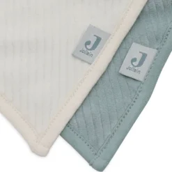 Jollein Lot de 2 Bavoirs Bandana Velvet Rib - Sea Green & Ivory
